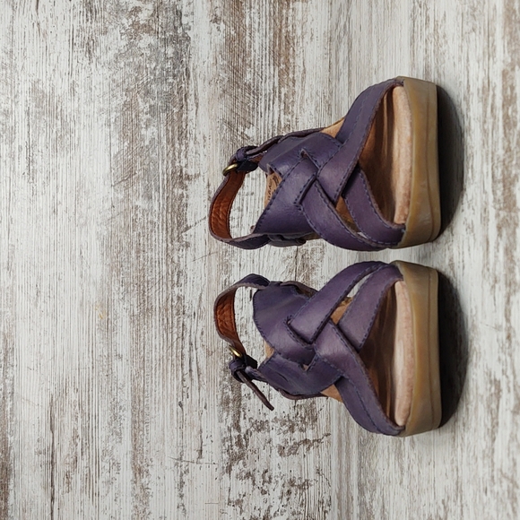 🟥NWOT Lucky Brand Bree Purple Leather Strappy Platform Wedge Sandal - Picture 8 of 16